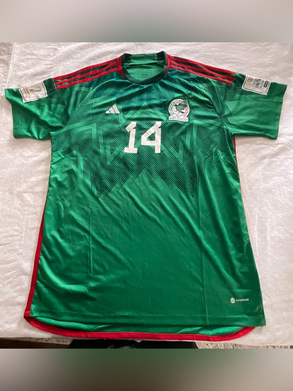 adidas Green Men’s Soccer Jersey with Red Accents and #14